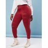 Pantalon Moulant Déchiré Coloré de Grande Taille - Rouge XL