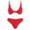 Underwired Plunge Bathing Suit - RED M