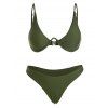 Underwired Plunge Bathing Suit - GREEN S