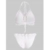 Knit Beading Halter Bikini Set - WHITE L