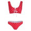 Bikini Festonné Lacé à Pois - Rouge L