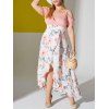 Maxi Robe Haute Basse à Bretelle Superposée Fleurie de Grande Taille - multicolor 5X