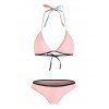Color Contrast Thong Bikini Set - PINK L