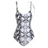 Maillot de Bain Peau de Serpent à Epaule Nouée Une-Pièce - Noir M