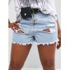 Short Boutonné Déchiré à Ourlet Brut de Grande Taille en Jean - Bleu L