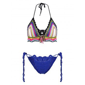 

Bohemian Halter Knit Bikini Set, Colormix