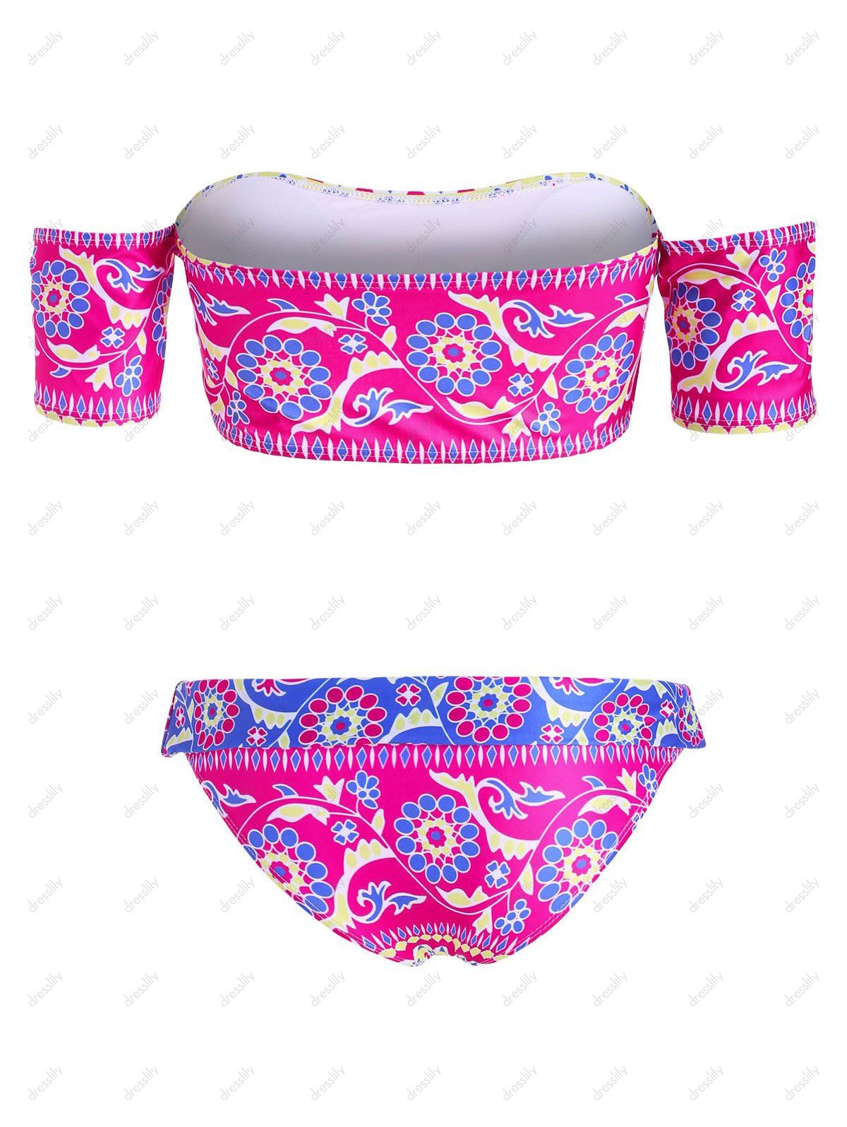 [62 OFF] 2021 Tiny Floral Off The Shoulder Hawaiian Bikini Set In DEEP