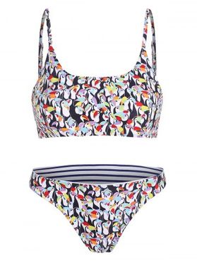 Penguin Print Flounce Bralette Bikini Set