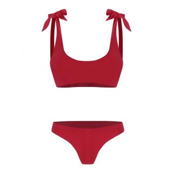 

Knot Tied Low Waisted Bikini, Deep red