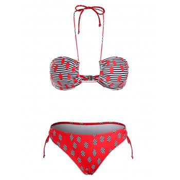 

Tie Side Bikini Set, Black/red