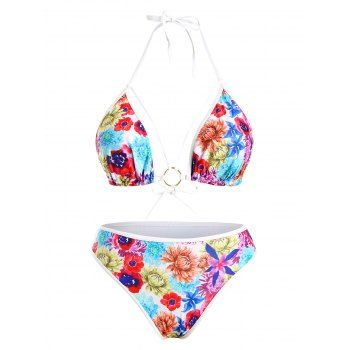 

Floral Printed Halter Skimpy Bikini, Colormix