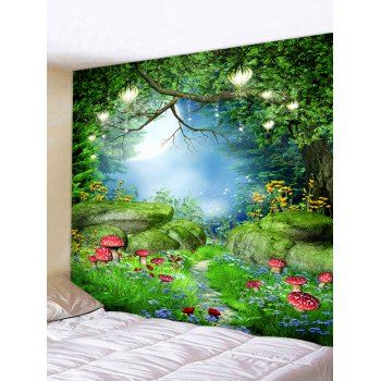 

Forest Mushrooms Printing Wall Tapestry, Green