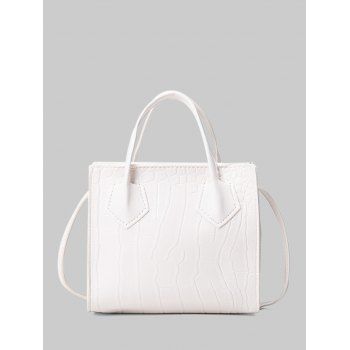 

Square Solid Stone Grain Crossbody Bag, White