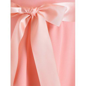 Ribbon Bowknot One Shoulder Layered Dress