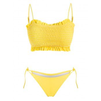 

Low Waisted Smocked Bikini Set, Yellow