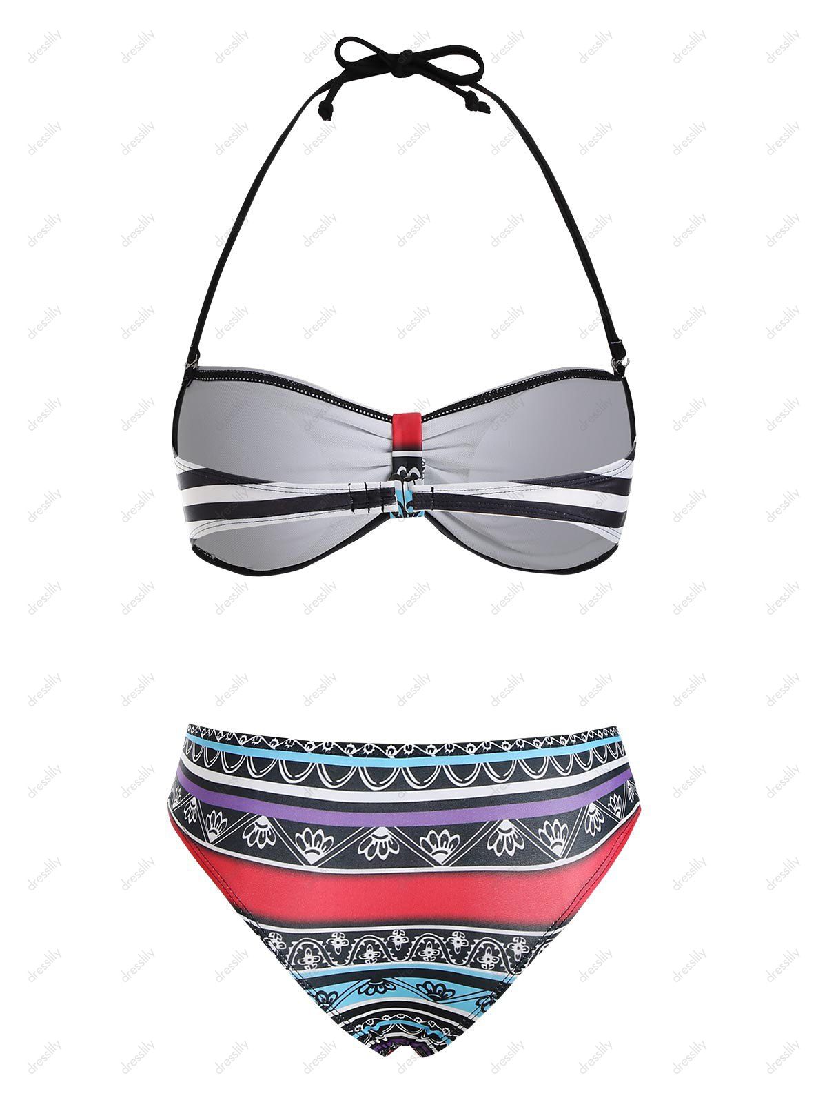 59 Off 2021 Sexy Halter Neck Ethnic Print Striped Womens Bikini Set In Colormix Dresslily 