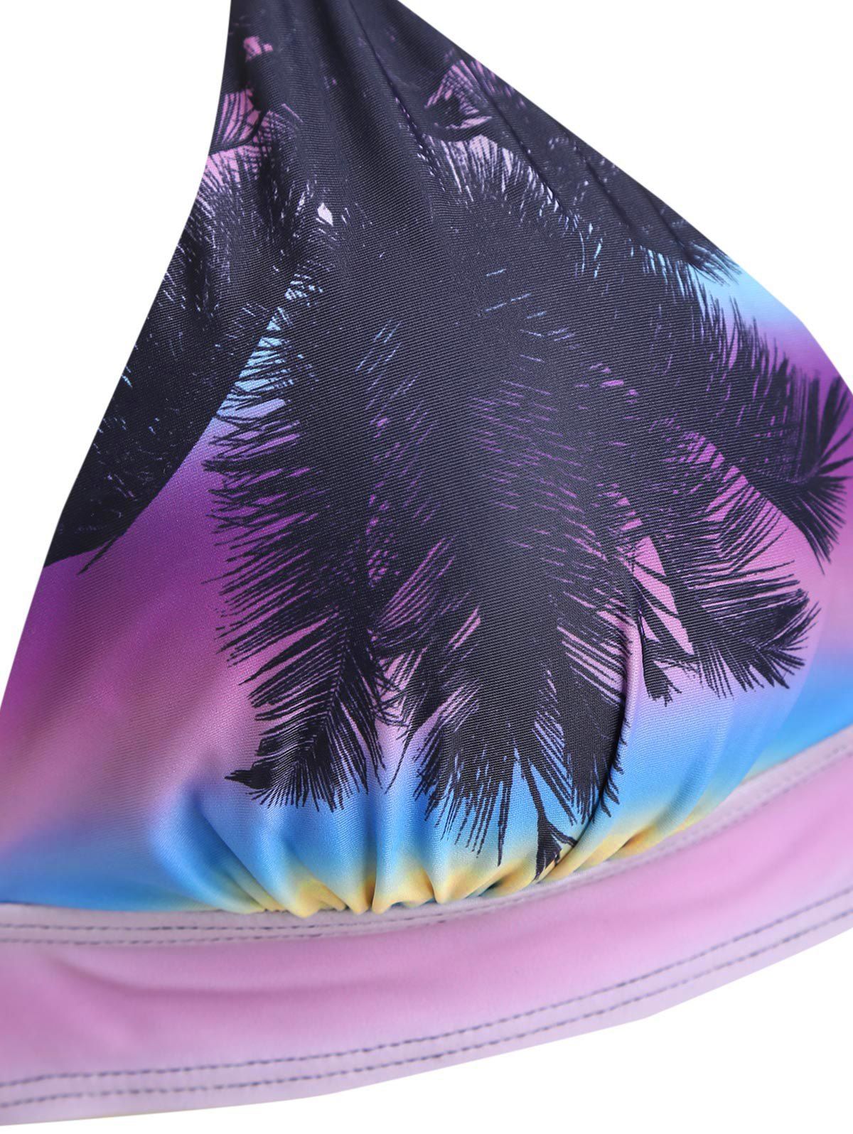 [36 OFF] 2021 Palm Tree Print Gradient Padded Bikini Swimwear In