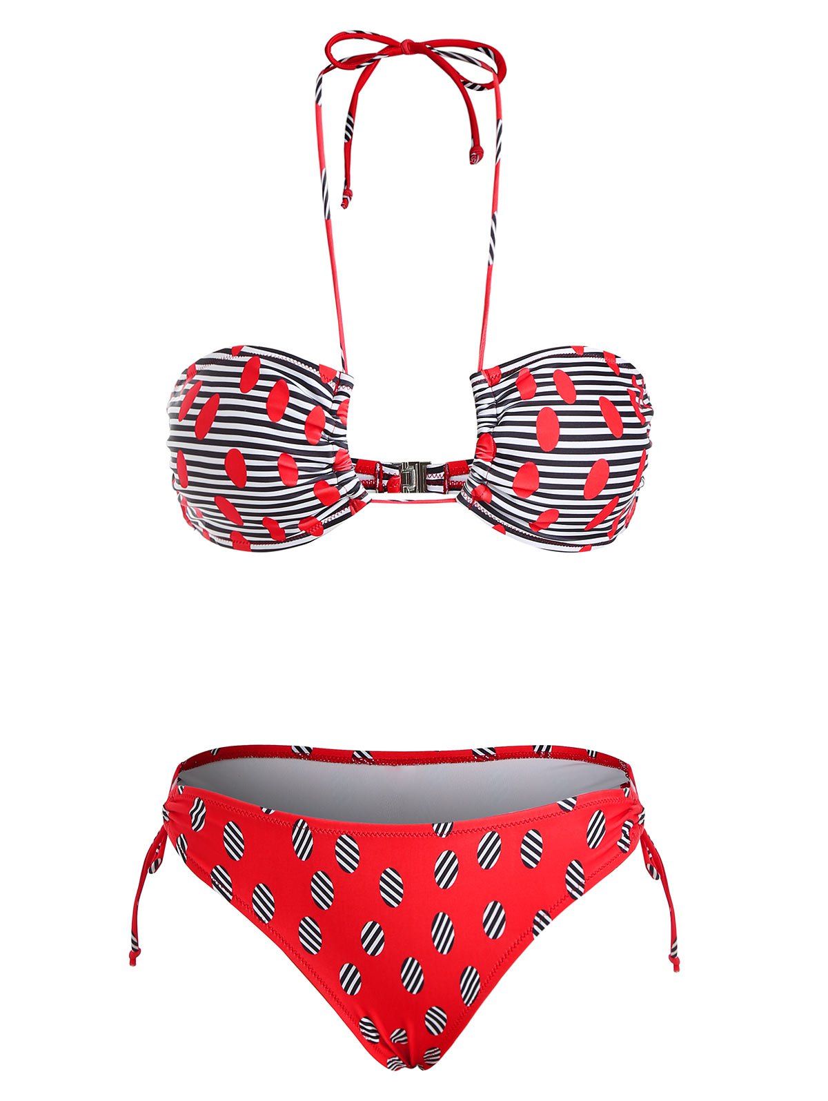 Tie Side Bikini Set - BLACK/RED M