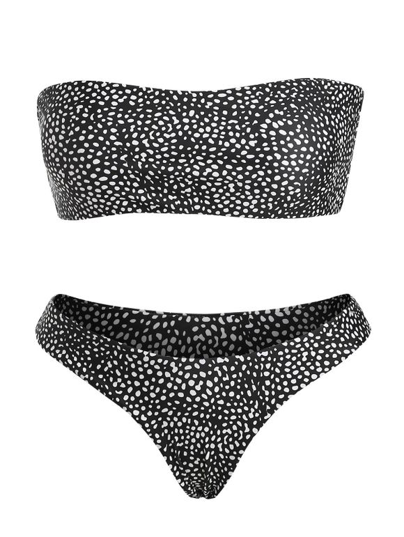 Bikini Tanga Bandeau Imprimé Léopard - Noir S