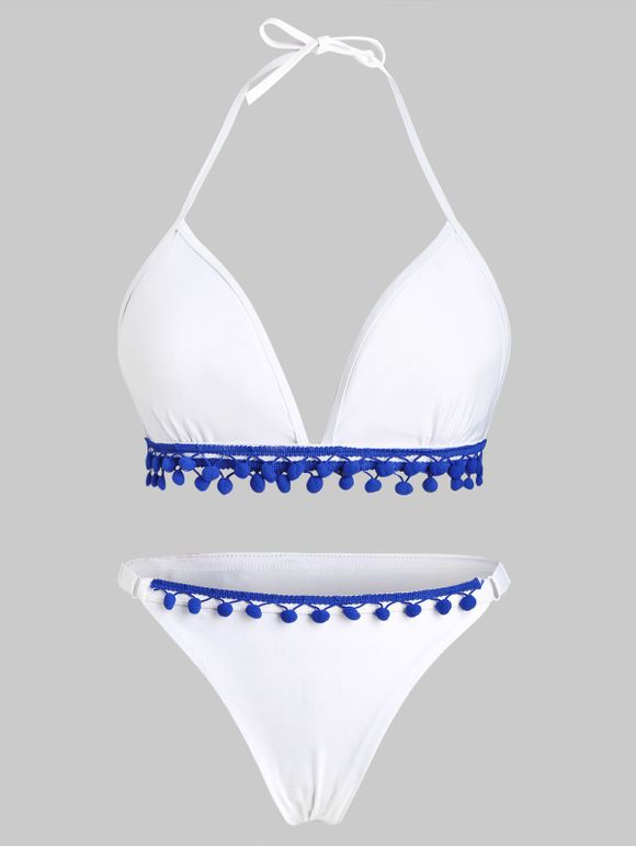Bikini avec Petit Pompon - Blanc XL