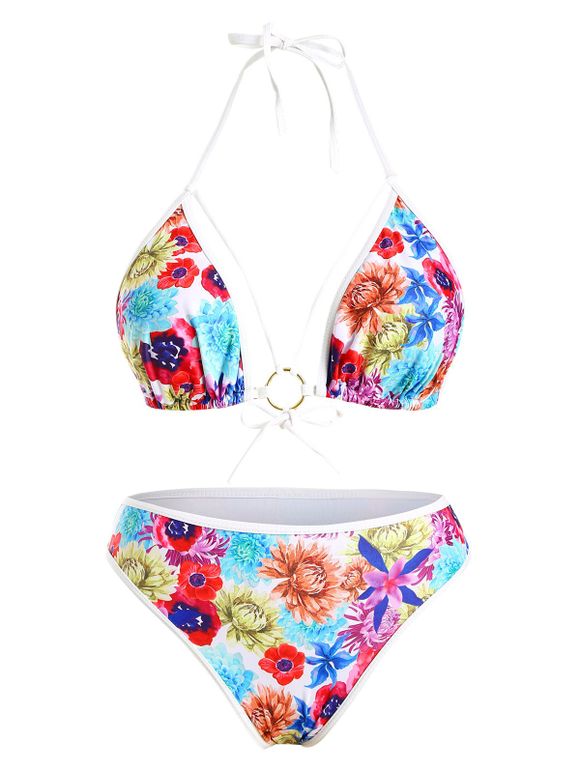 Bikini Maigre Licou Imprimé Floral - multicolore XL