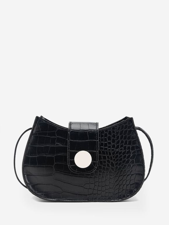 Sac à Bandoulière Texturé avec Bouton - Noir 