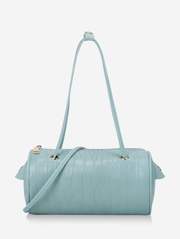 Mini Sac à Bandoulière Texturé Cylindre - Bleu Ciel Léger 