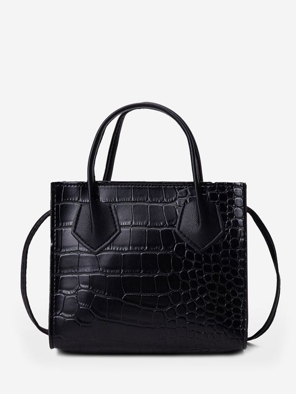 Sac à Bandoulière Carré en Couleur Unie en Pierre - Noir 