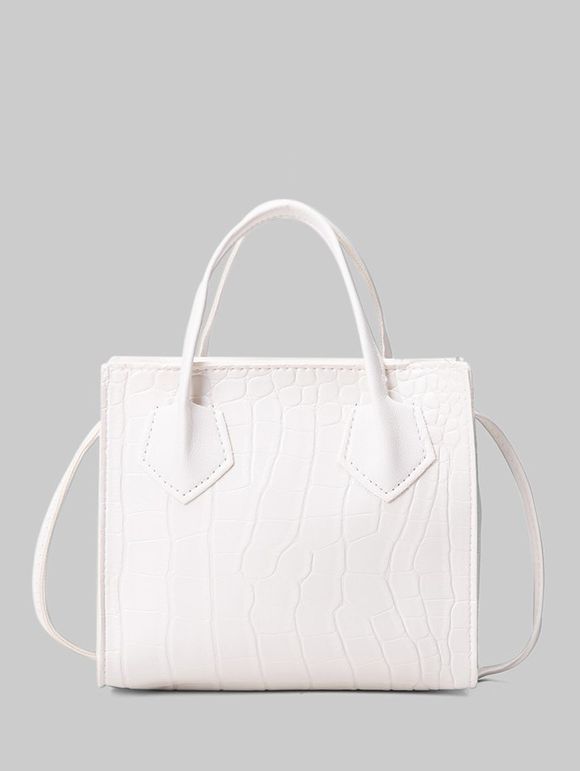 Sac à Bandoulière Carré en Couleur Unie en Pierre - Blanc 