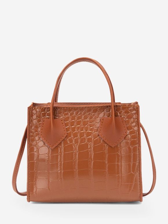 Sac à Bandoulière Carré en Couleur Unie en Pierre - Brun Légère 