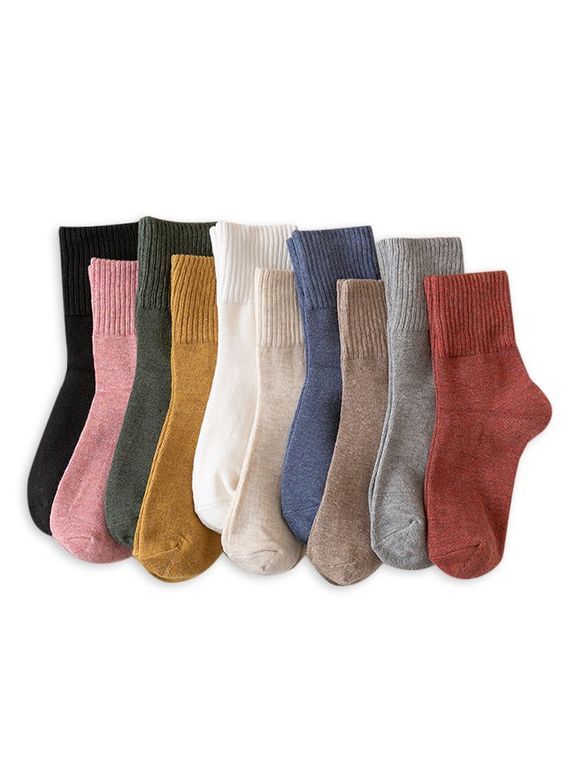 Solid Mid-calf Length Socks - multicolor 