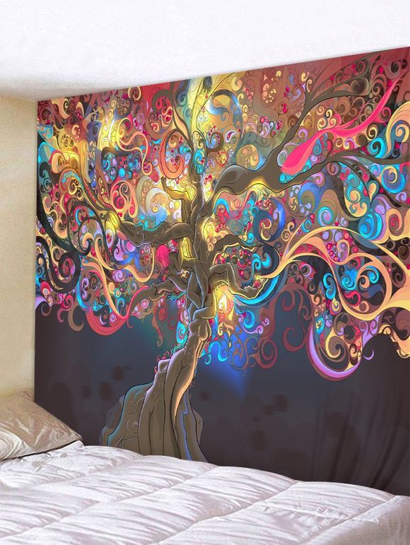 Tapisserie Murale à Imprimé Arbre Coloré Style Artistique - multicolor A W91 X L71 INCH