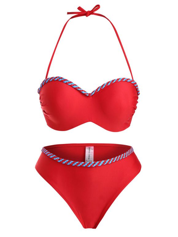 Bikini Licou à Panneau Sergé - Rouge 2XL