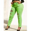 Jean Moulant Déchiré Panneau Léopard Coloré de Grande Taille - Vert 3XL