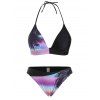 Maillot de Bain Bikini Rembourré Palmier Imprimé - multicolor A XL