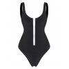 Maillot de Bain Une-Pièce Échancré avec Fermeture Éclair - Noir M