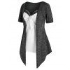 Ensemble de Haut Drapé Chiné de Grande Taille et de Haut à Bretelle - Gris 3X