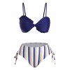 Maillot de Bain Bikini Rayé Oulret à Volants avec Nœud Papillon - multicolor A M