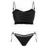 Low Waisted Smocked Bikini Set - BLACK XL