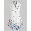 Chemisier à Imprimé Fleurie Papillon sans Manches de Grande Taille - Blanc 3X