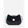 Sac à Bandoulière Texturé avec Bouton - Noir 