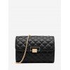 Sac à Bandoulière Matelassé avec Chaîne Motif Géométrique - Noir 