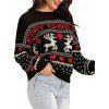 Merry Christmas Heart Elk Drop Shoulder Sweater - BLACK XL