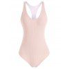 Maillot De Bain Une Pièce Coupe Haute Côtelé à Dos Nageur - Rose Nu L