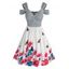 Ruched Floral Print Cold Shoulder Dress - multicolor XL
