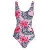 Maillot de Bain de Famille Feuille Fleuri - Rouge Violet MOM XL
