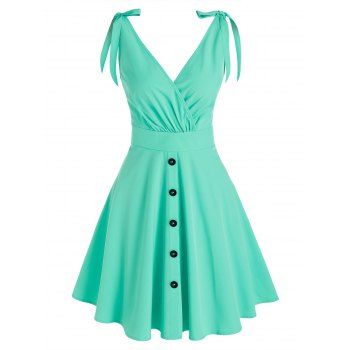

Plunge Tie Shoulder Surplice Dress, Light green