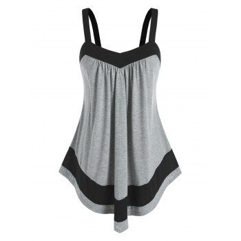 Plus Size Two Tone Swing Tank Top, Gray
