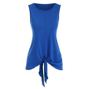 

Tied Hem Sleeveless Top, Blue