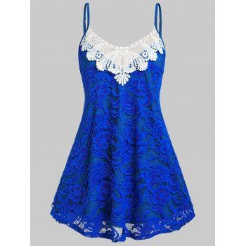 

Plus Size Flower Lace Applique Backless Cami Top, Blue